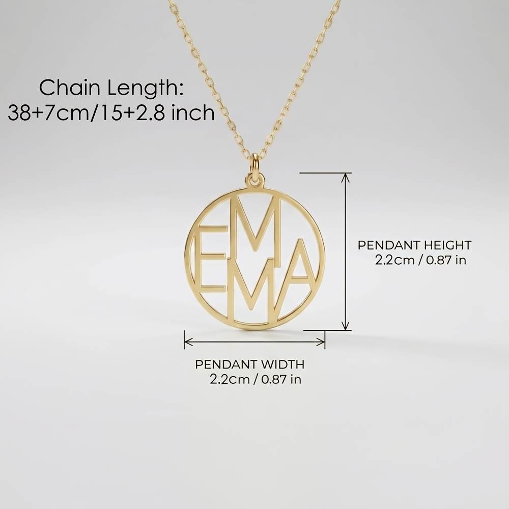 Custom Circle Monogram Name Necklace, Minimalist Gift